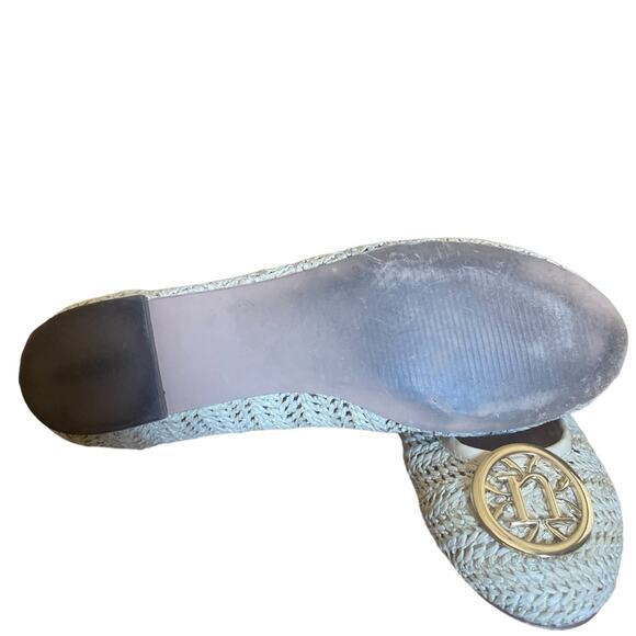 Nanette Lepore Ballet Flats Womens 6 HAYA Weaved Gold Emblem Slip On Shoes Cream - Picture 10 of 10